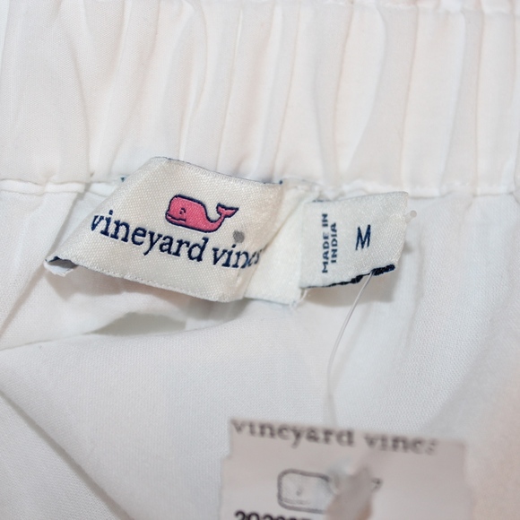 Vineyard Vines Off-Shoulder White Dress with Navy Embroidery - Picture 8 of 8